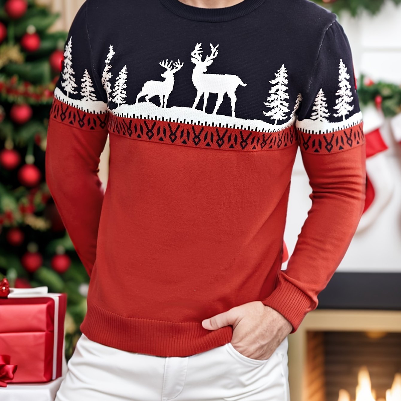 Bram | Festive Men's Jumper with Christmas and Reindeer Print