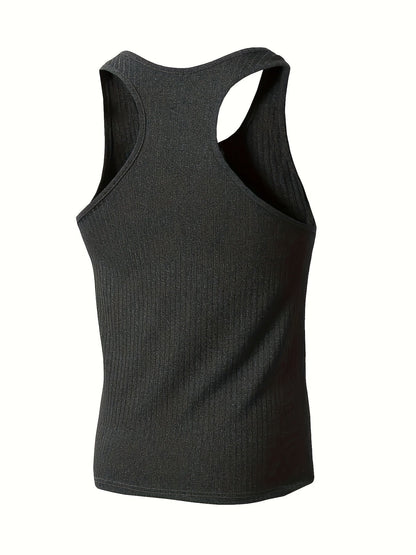Bram | Plain Colour Stripe Pattern Knitted Round Neck Tank Top