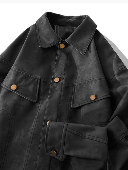 Bram | Trendy faux leather men's jacket in casual biker style