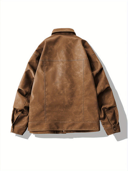 Bram | Trendy faux leather men's jacket in casual biker style