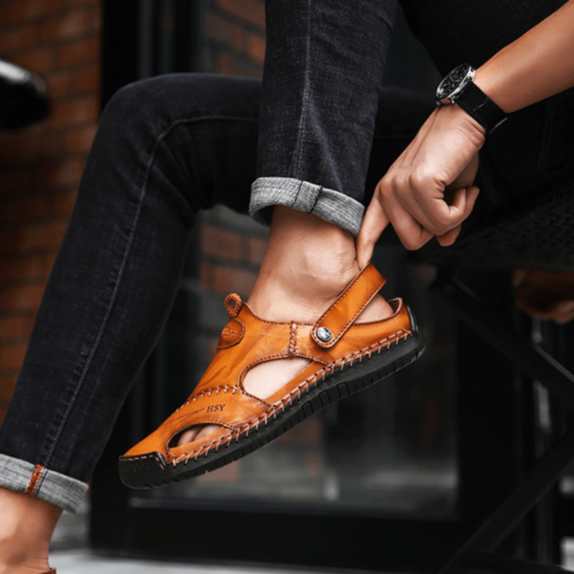Breathable Leather Sandals for Men