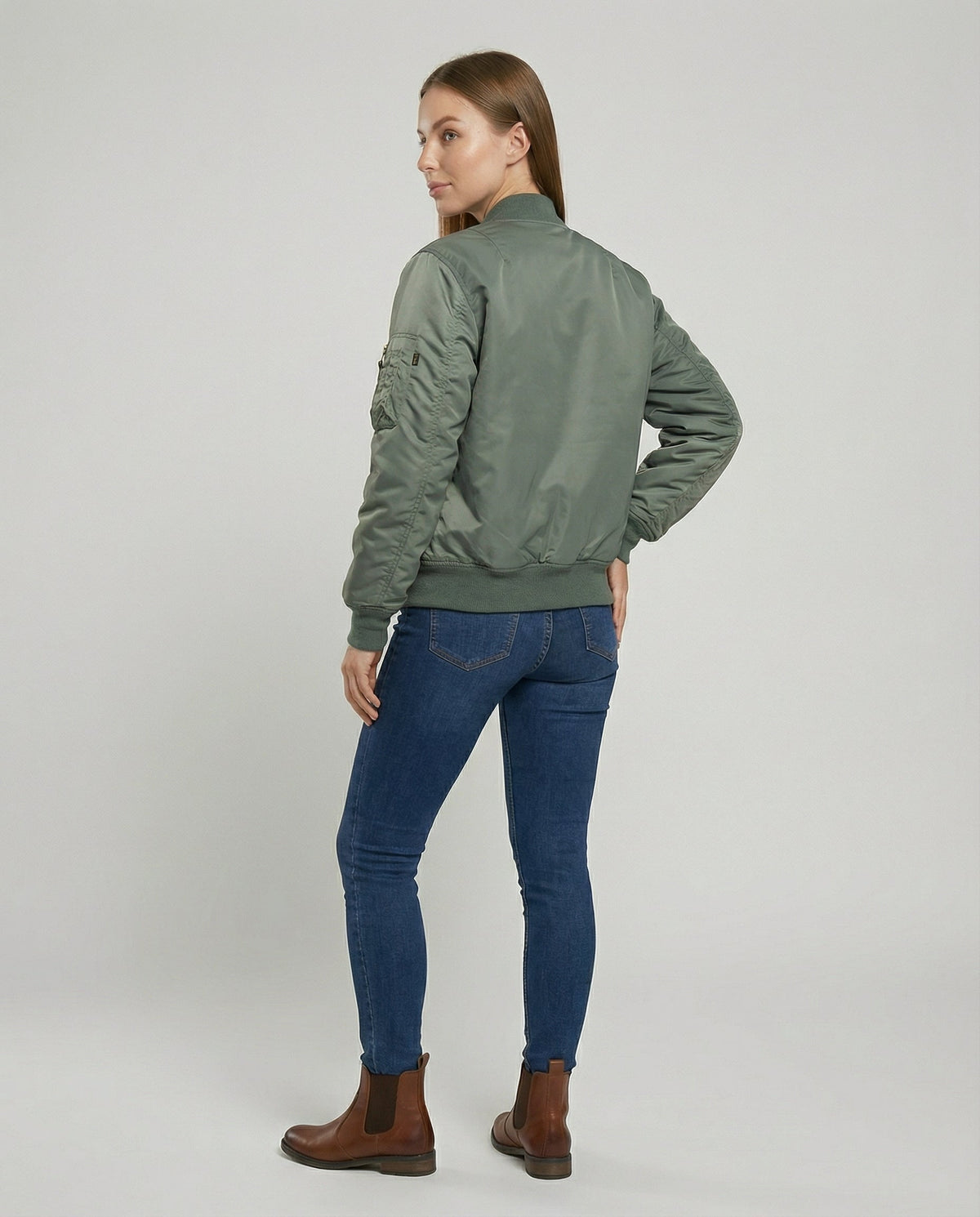 Ladies' Bomber Jacket with Ribbed Cuffs and Zip