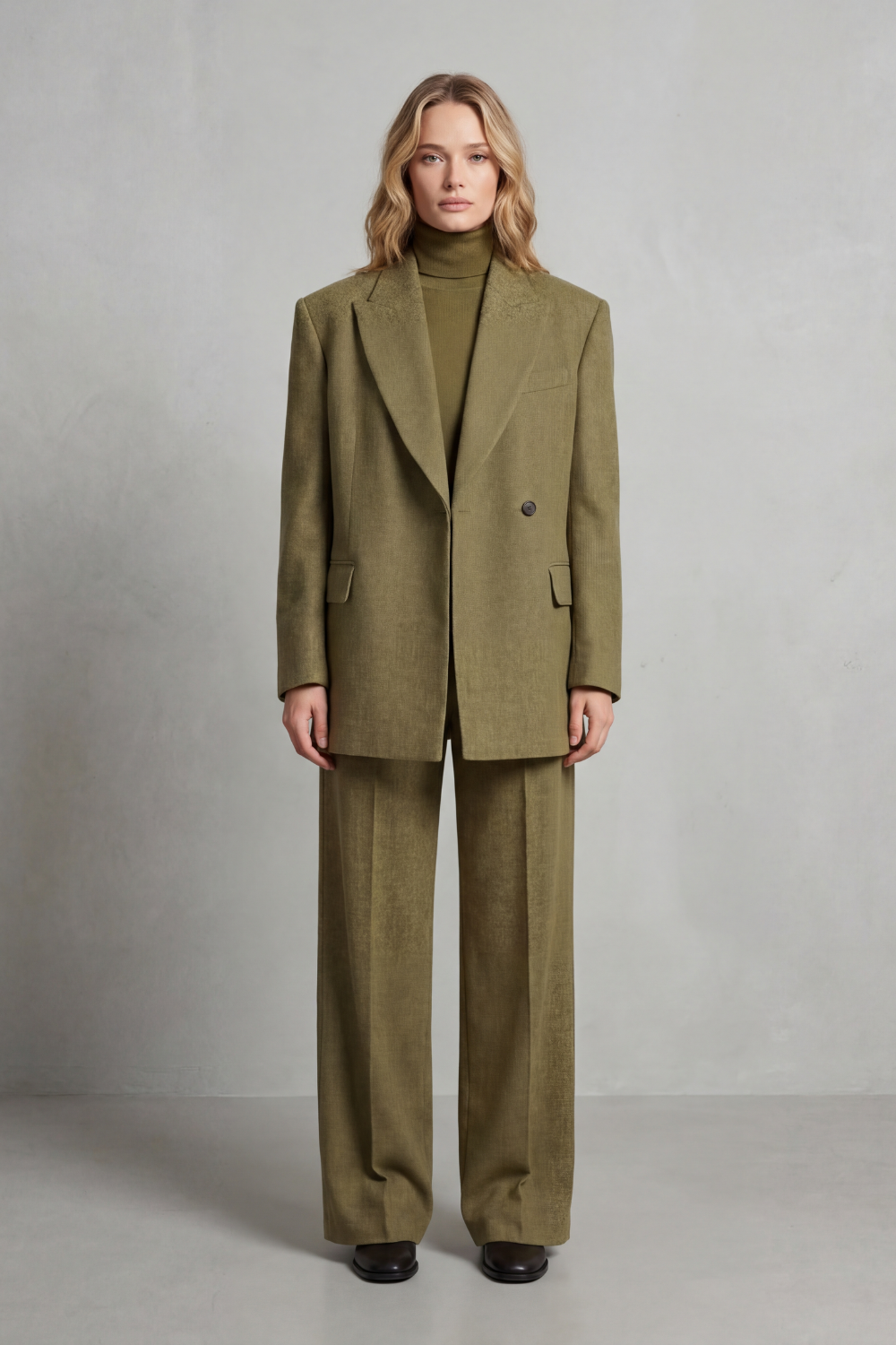 Ladies' Two-Piece Suit with Blazer and Wide Trousers