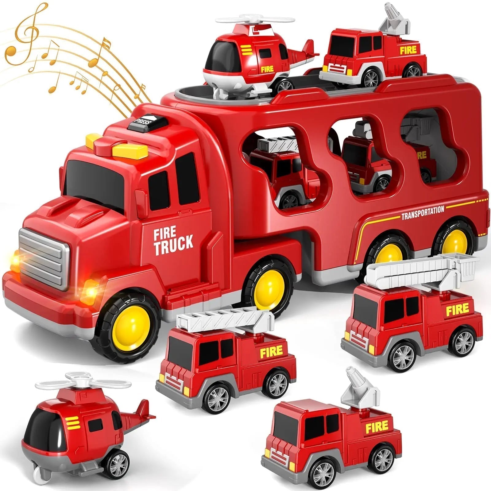 Brightly Colored Interactive Toy Set with Rescue Vehicles