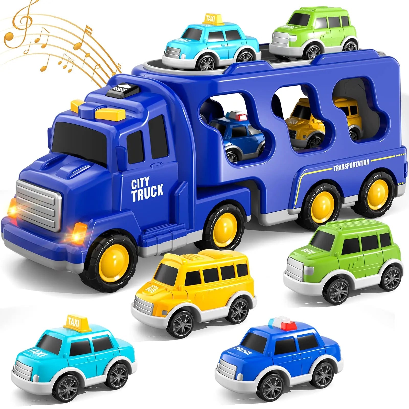 Brightly Colored Interactive Toy Set with Rescue Vehicles