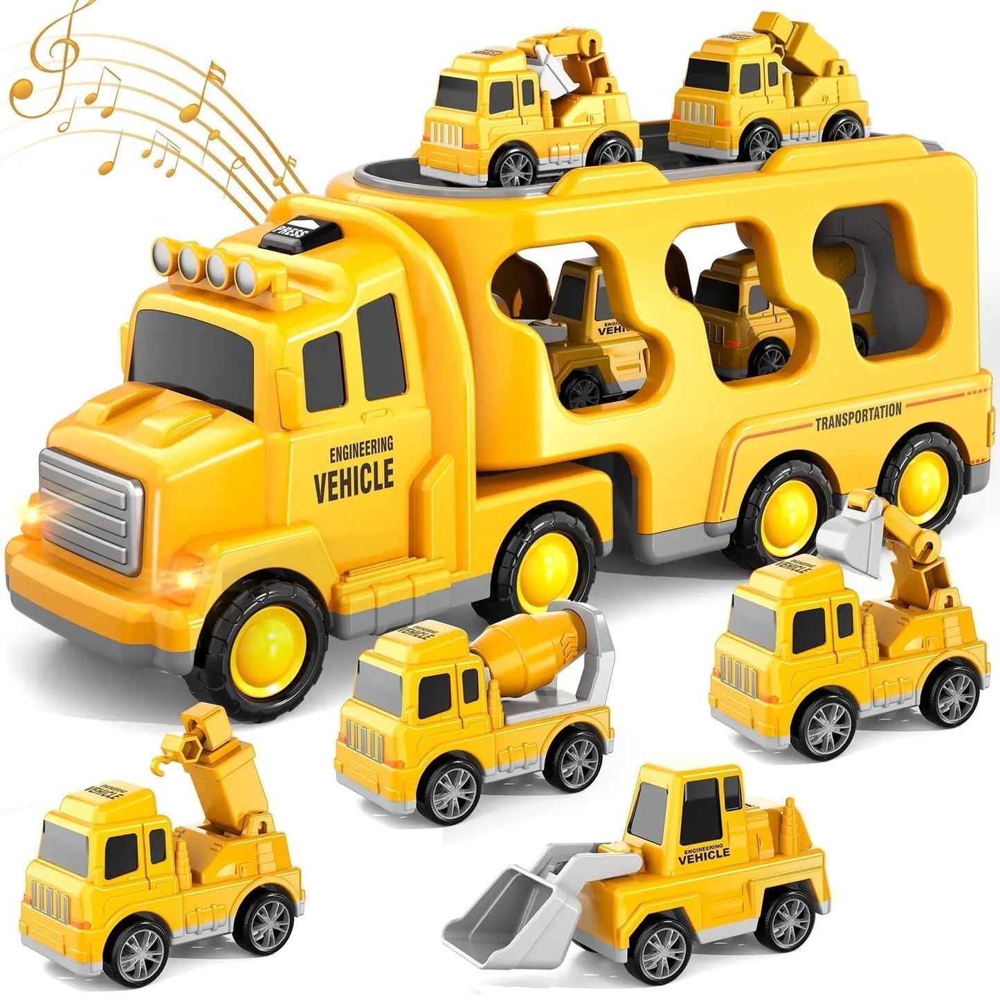 Brightly Colored Interactive Toy Set with Rescue Vehicles