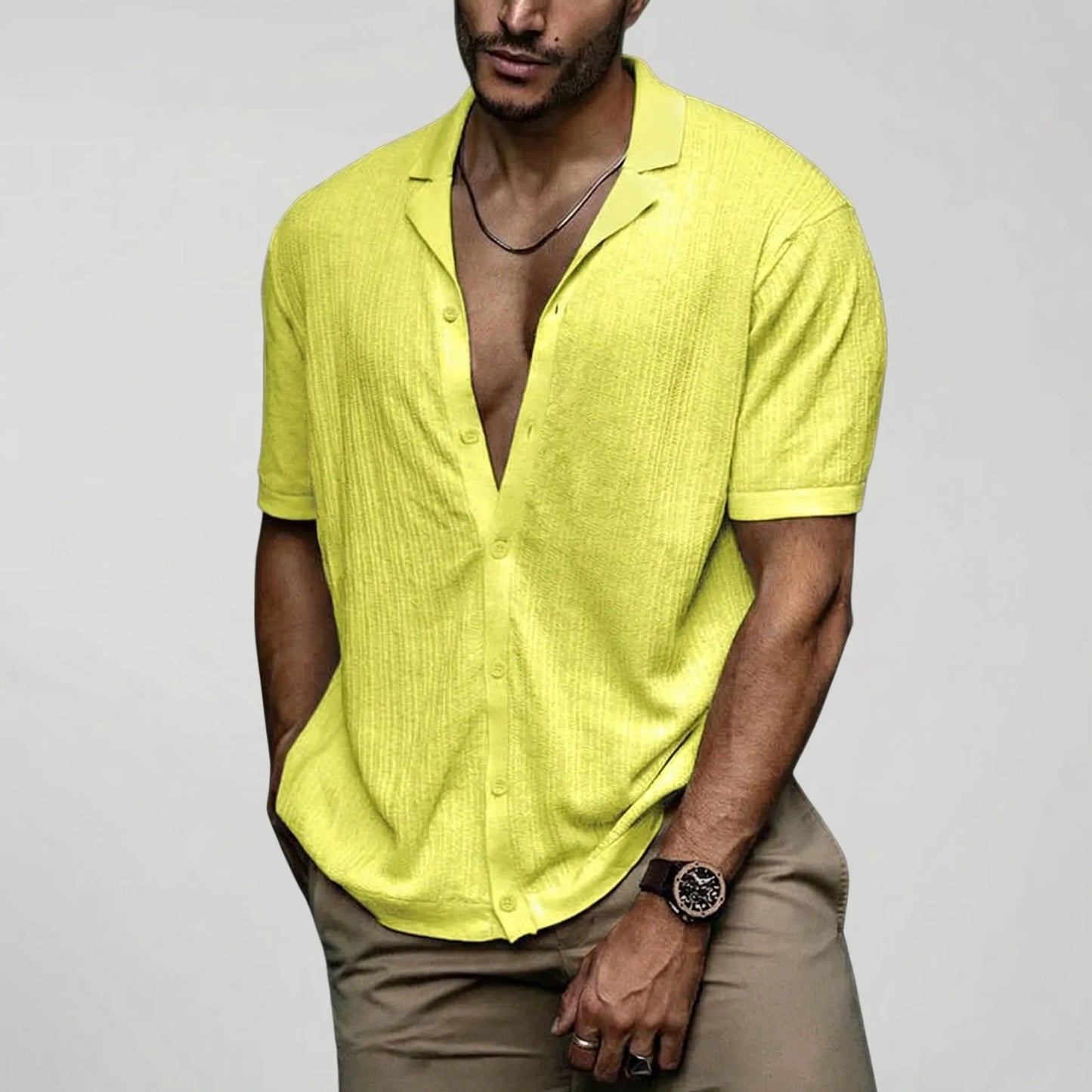 Brixon Short Sleeve Crocheted Casual Shirt