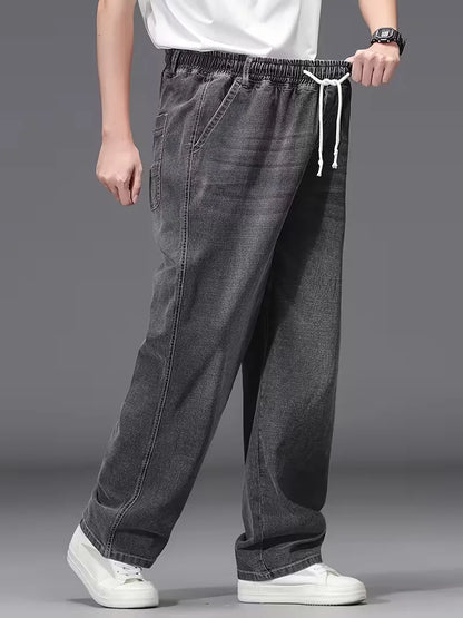 Men's Elasticated Trousers, Loose Fit Denim