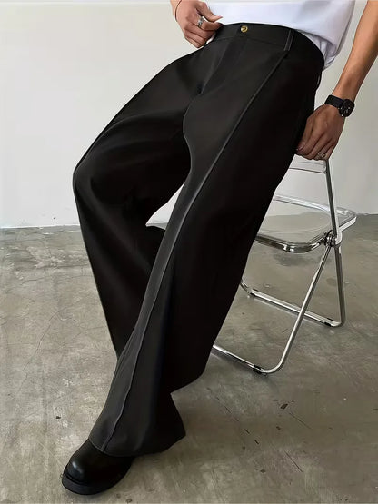 Pantalon plissé avec jambe droite ample
