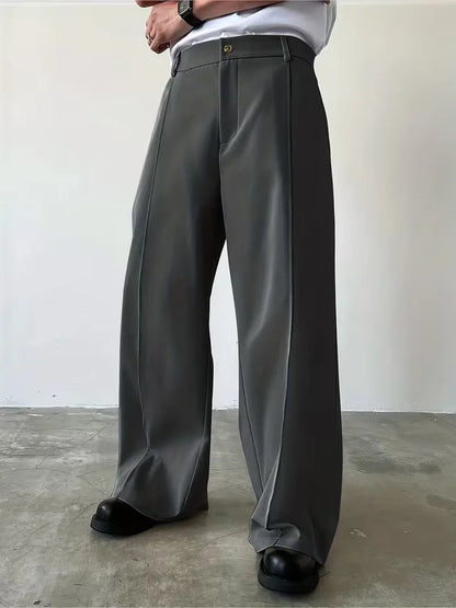 Pantalon plissé avec jambe droite ample
