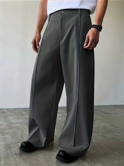 Pantalon plissé avec jambe droite ample