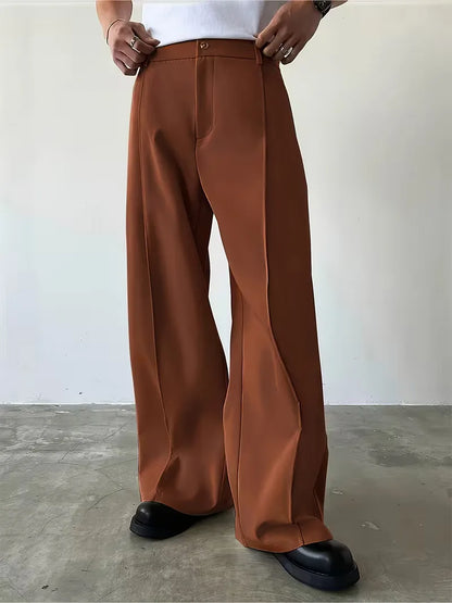 Pantalon plissé avec jambe droite ample