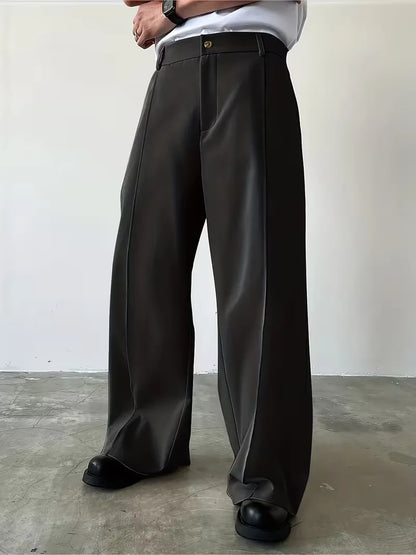 Pantalon plissé avec jambe droite ample
