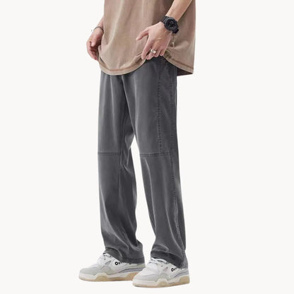 Men's Straight Fit Trousers with Elastic Waist