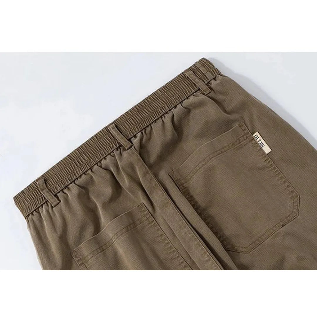 Men's Straight Fit Trousers with Elastic Waist