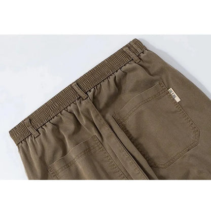 Men's Straight Fit Trousers with Elastic Waist