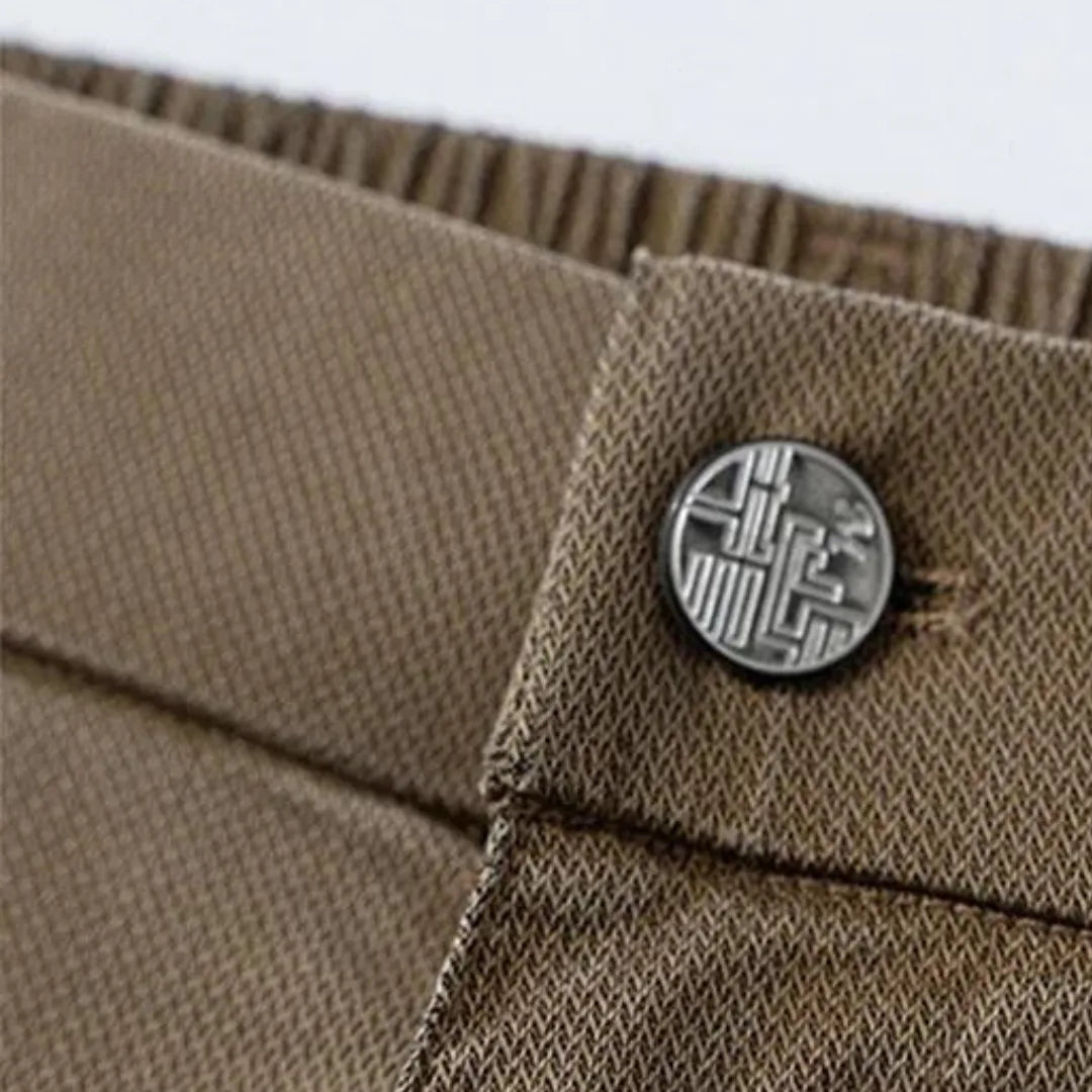 Men's Straight Fit Trousers with Elastic Waist