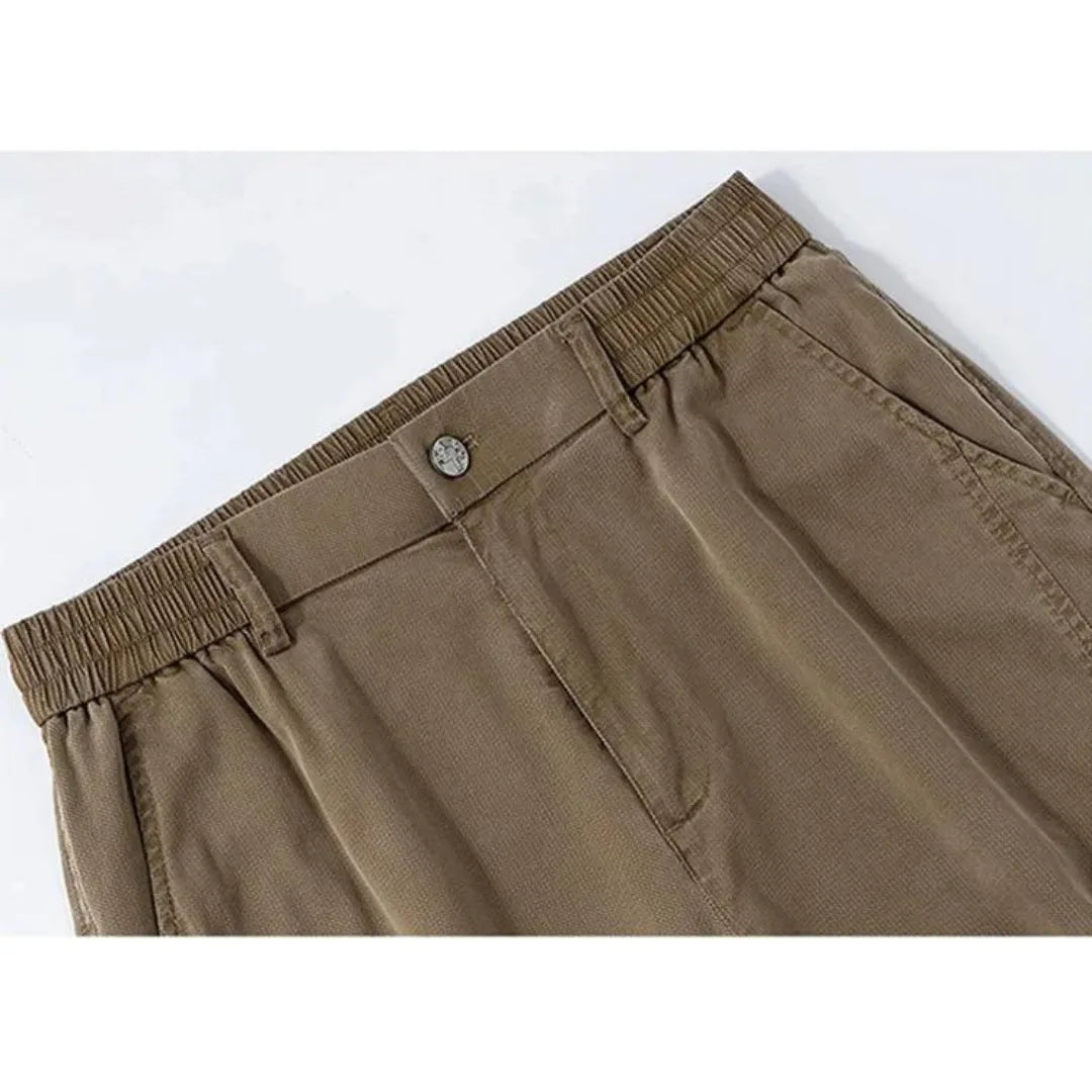 Men's Straight Fit Trousers with Elastic Waist