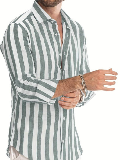 Striped Men's Long Sleeve Shirt - Byron