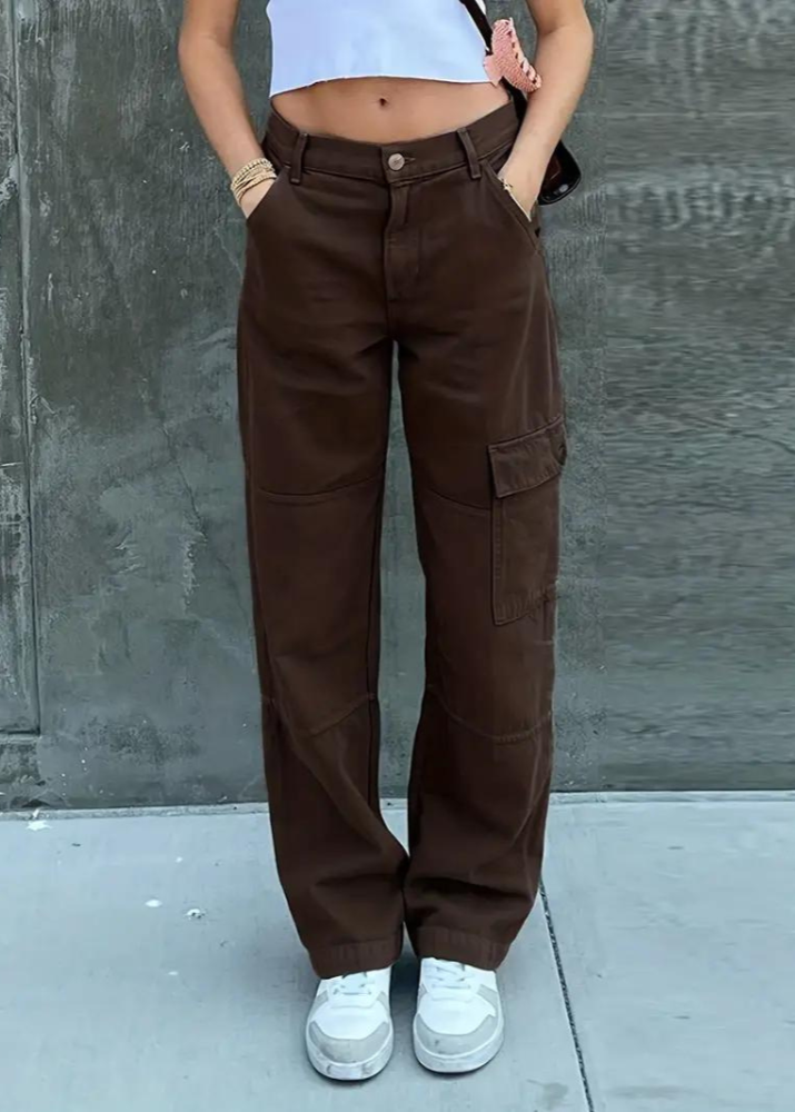 Trendy High-Waisted Cargo Jeans for Women