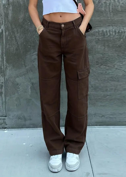Trendy High-Waisted Cargo Jeans for Women