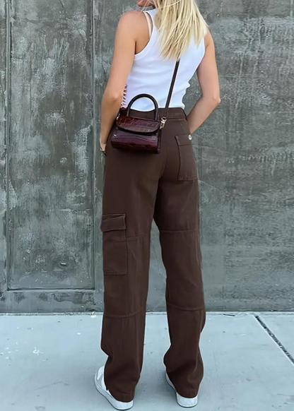 Trendy High-Waisted Cargo Jeans for Women