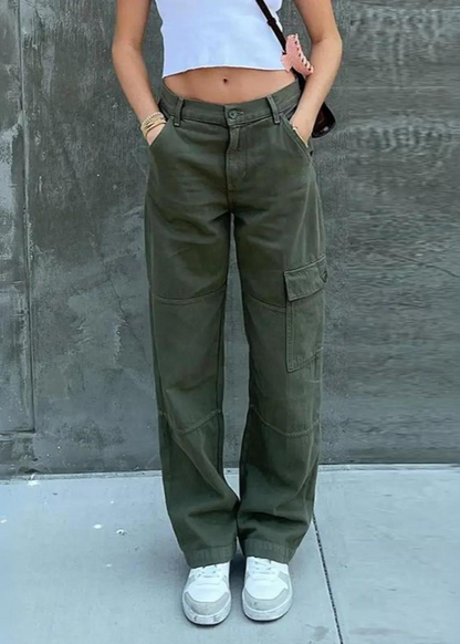 Trendy High-Waisted Cargo Jeans for Women
