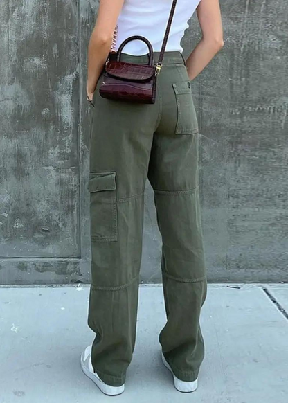 Trendy High-Waisted Cargo Jeans for Women