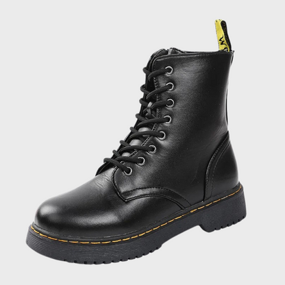 Ladies' Ankle High Combat Boots with Zip and Non-Slip Sole