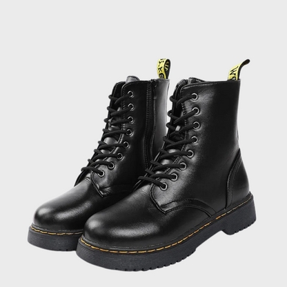 Ladies' Ankle High Combat Boots with Zip and Non-Slip Sole