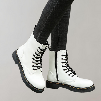 Ladies' Ankle High Combat Boots with Zip and Non-Slip Sole