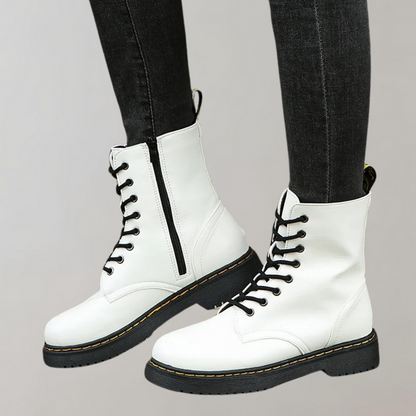 Ladies' Ankle High Combat Boots with Zip and Non-Slip Sole