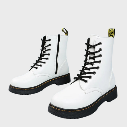 Ladies' Ankle High Combat Boots with Zip and Non-Slip Sole