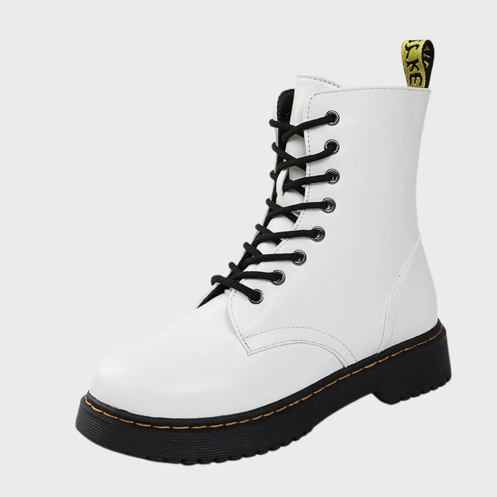 Ladies' Ankle High Combat Boots with Zip and Non-Slip Sole