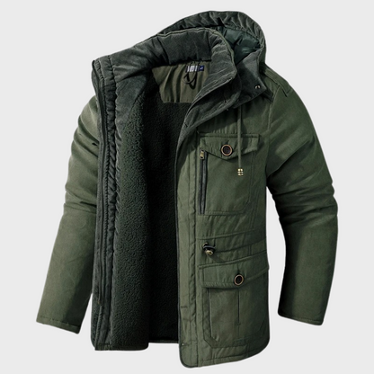 Cappotto invernale da uomo con cappuccio e tasche - Poncho