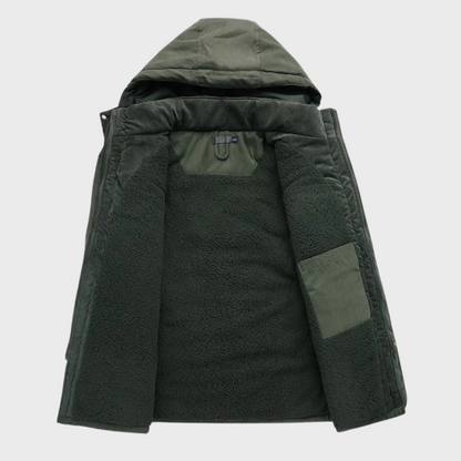 Cappotto invernale da uomo con cappuccio e tasche - Poncho