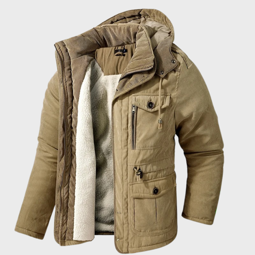Cappotto invernale da uomo con cappuccio e tasche - Poncho
