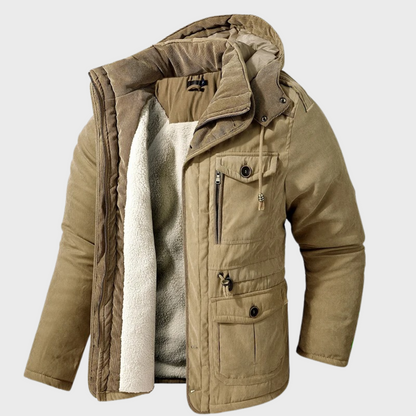 Cappotto invernale da uomo con cappuccio e tasche - Poncho