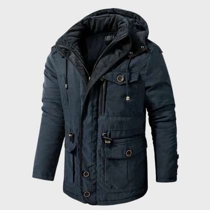 Cappotto invernale da uomo con cappuccio e tasche - Poncho