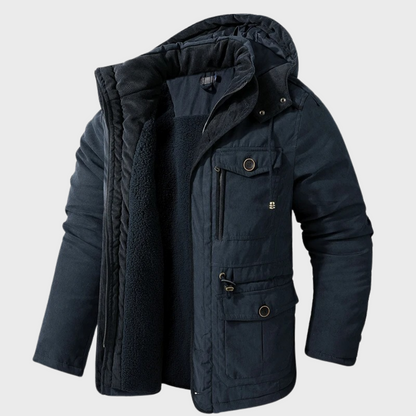 Cappotto invernale da uomo con cappuccio e tasche - Poncho