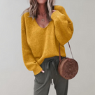 Oversized gebreide damestrui met V-hals