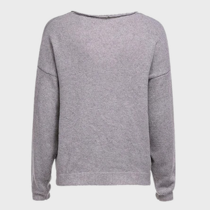 Oversized Knitted V-Neck Women's Jumper