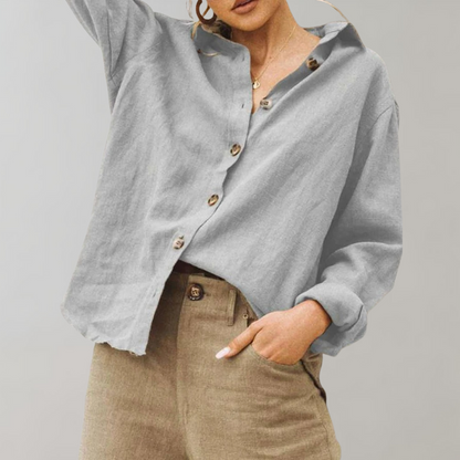 Vintage Linen Blouse with Oversized Fit and Timeless Elegance