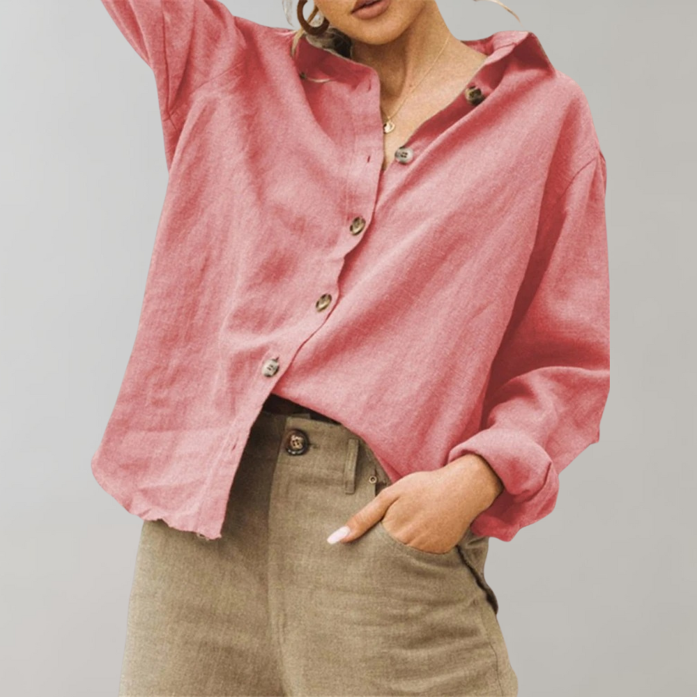 Vintage Linen Blouse with Oversized Fit and Timeless Elegance