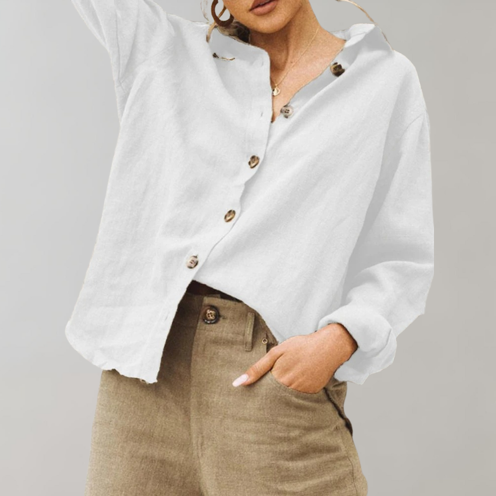 Vintage Linen Blouse with Oversized Fit and Timeless Elegance