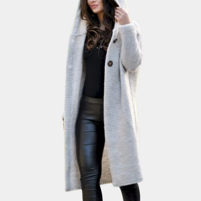 Long Knitted Cardigan with Hood - Laiza