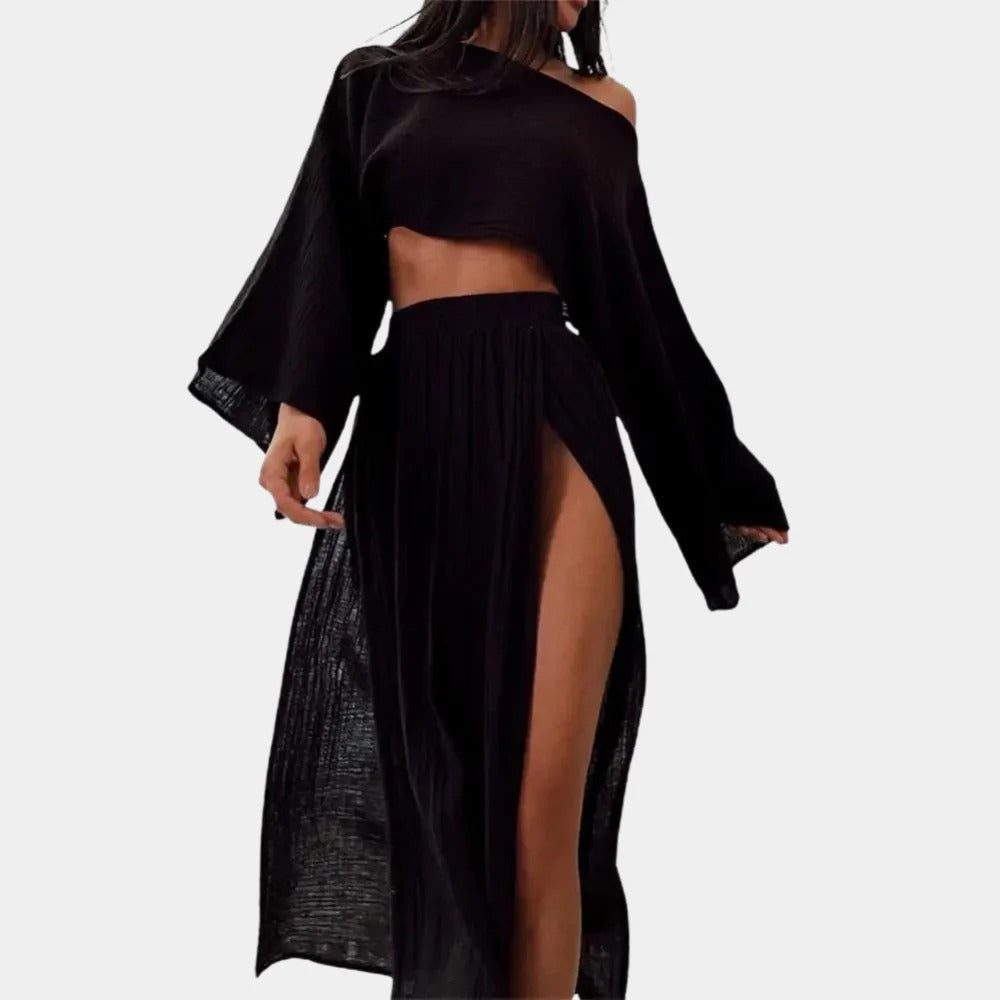 Two-Piece Casual Ladies Set with High Split - Charlotte