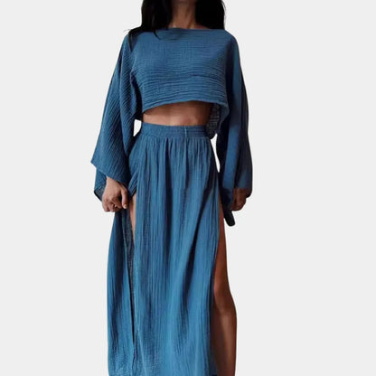 Two-Piece Casual Ladies Set with High Split - Charlotte