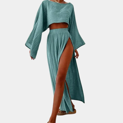 Two-Piece Casual Ladies Set with High Split - Charlotte