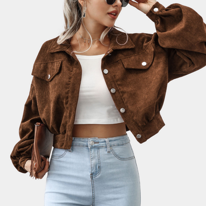 Elina - Velvet Ribbed Women's Jacket